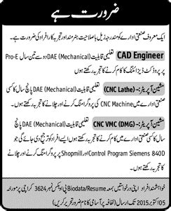 cnc machine operator jobs in karachi pakistan|2 CNC Machine Operator Jobs in Karachi .